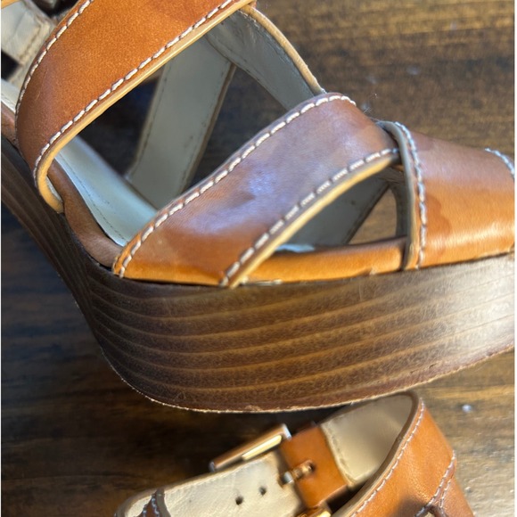 Coach Stefanie Vacchetta Camel Leather High Heeled‎ Strappy Sandal Shoes Sz 9.5B - Picture 10 of 10